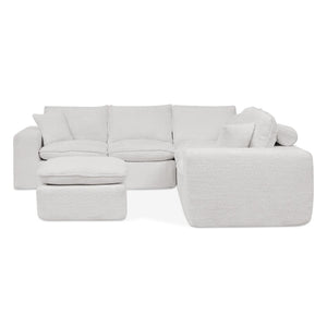 English Elm 107'' Boucle Modular Sectional Sofa Deep Cloud Cushions Reversible Chaise Living Room Beige W1413S00161