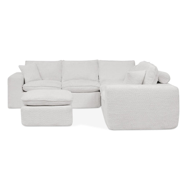 English Elm 107'' Boucle Modular Sectional Sofa Deep Cloud Cushions Reversible Chaise Living Room Beige W1413S00161