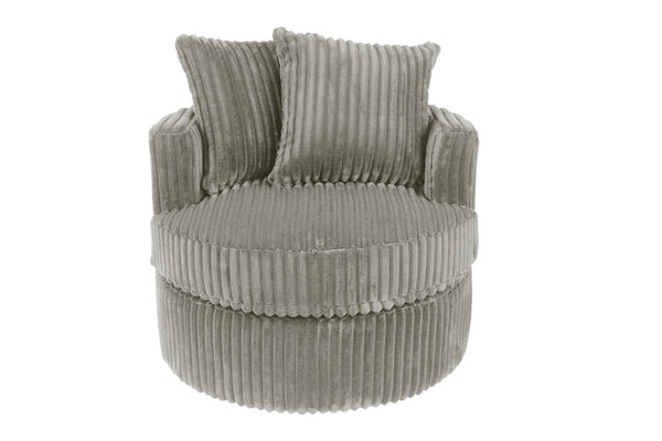 English Elm 360-degree Swivel Corduroy Accent Chair Cocoon Silhouette with Throw Pillows Included B089P416564