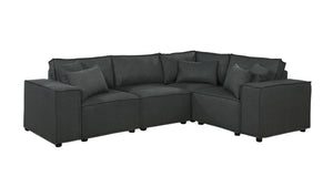 English Elm Melrose Modular Linen Sectional with Ottoman Tailored Low Profile for Living Rooms B061S00296