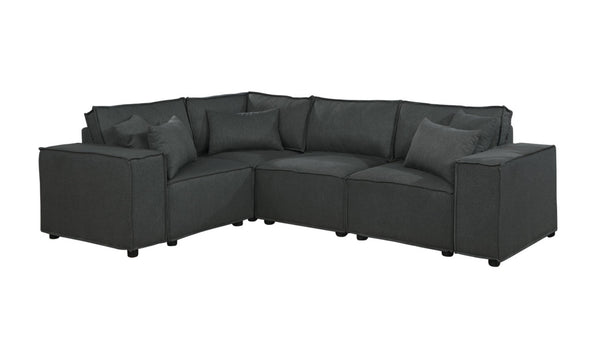 English Elm Melrose Modular Linen Sectional with Ottoman Tailored Low Profile for Living Rooms B061S00296