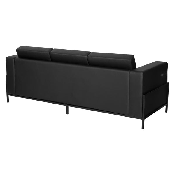 OSP Home Furnishings Arctic Two Seat Faux Leather Reception Lounge Chair with Usb Charging Modern Frame Sofa ARCT53-U65