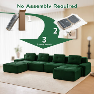 English Elm 153" Modern U-Shaped Modular Sectional Sofa - Luxurious Corduroy Couch With Deep Seats & Ottomans W714S01491