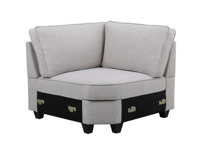 English Elm Leo Seven Piece Modular Sectional with Ottoman in Linen Blend for Open Living Rooms B061S00307