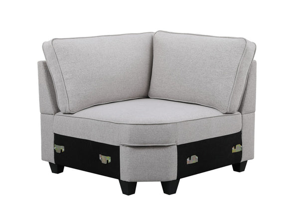 English Elm Leo 8 Piece Modular Sectional Sofa with Ottoman in Soft Linen for Living Rooms B061S00306