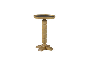 English Elm Spot Pedestal Accent Table with Turned Base and Sculpted Feet for Cozy Living Spaces Tan B2699P447490