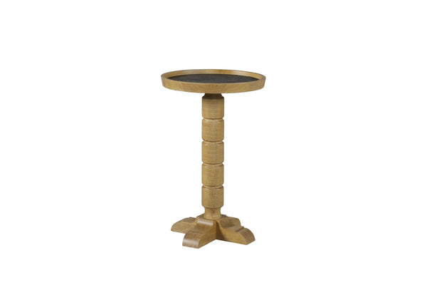 English Elm Spot Pedestal Accent Table with Turned Base and Sculpted Feet for Cozy Living Spaces Tan B2699P447490