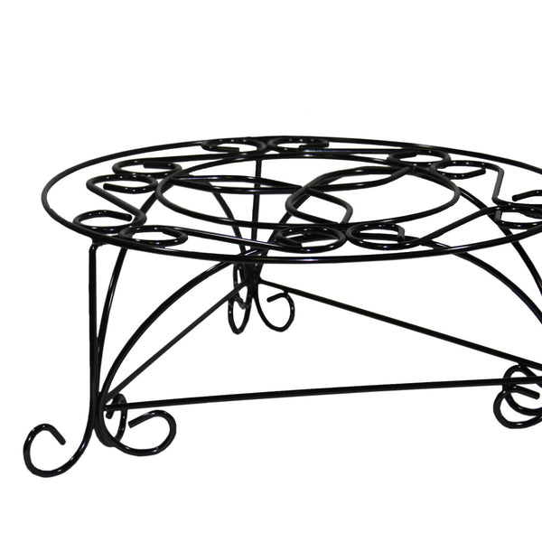 English Elm 6.25" Mosaic Cast Metal Plant Stand Black & Gold Finish with 14.4" Top, Sturdy Legs, Indoor Accent Decor B072115983