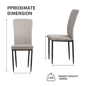 English Elm Dining Chair Set of 4 Velvet Upholstered Curved Back with Powder Coated Metal Legs Gray W3851P407807