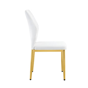 English Elm Table and Chair Set Marble Glass Top Gold Leg Modern Glam Dining Room 5 Piece W1151S04653