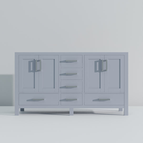 English Elm Dark Grey Double Bath Vanity - 60" W Stylish Storage Solution With Soft-Close Drawers & Easy Setup B2731P258876