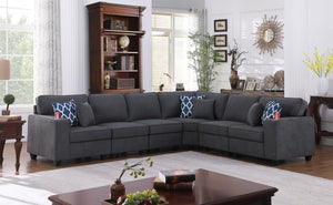 English Elm Cooper Six Piece Reversible L-shape Sectional Woven Fabric Sofa with Built-in Cupholders B061S00460