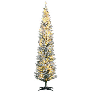 English Elm Homcom 7' Pre-Lit Slim Noble Fir Christmas Tree With 210 Led Lights - Perfect For Small Spaces! W2225P249655