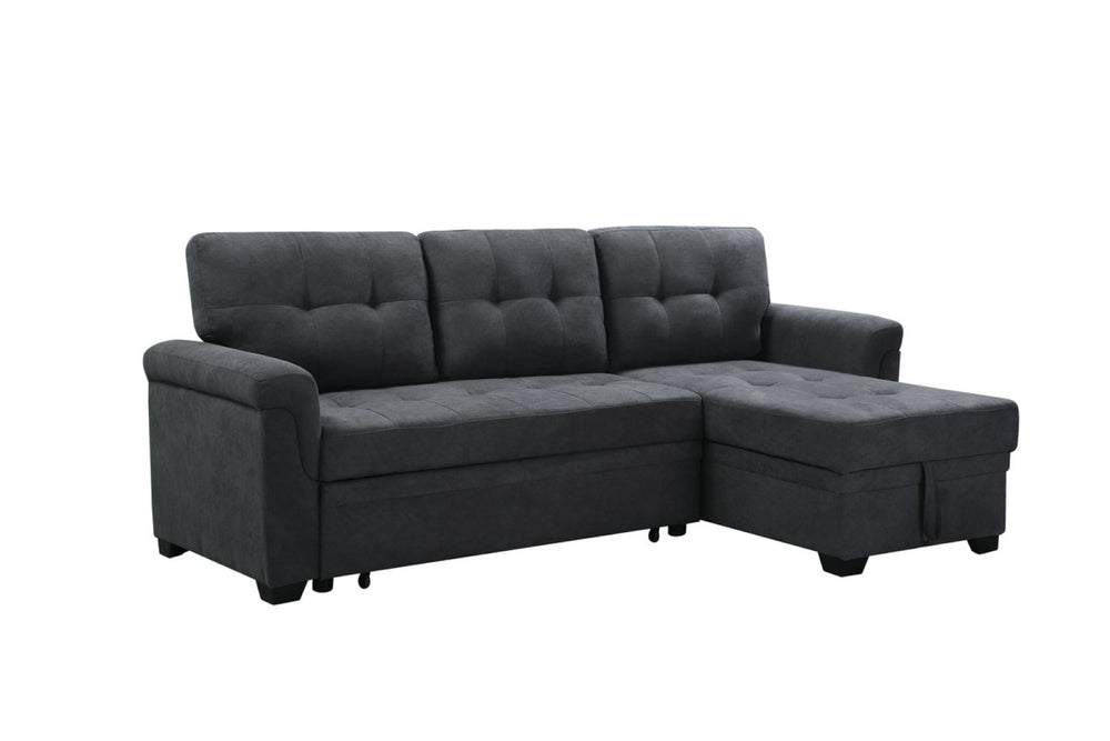 English Elm Connor Tufted Fabric Sectional Sleeper Sofa with Reversible Chaise and Hidden Storage B061S00084