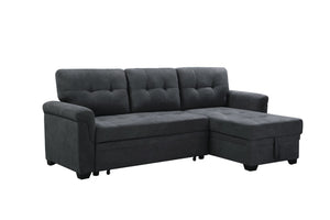 English Elm Lucca Tufted Fabric Sectional Sleeper Sofa with Reversible Chaise and Hidden Storage B061S00052