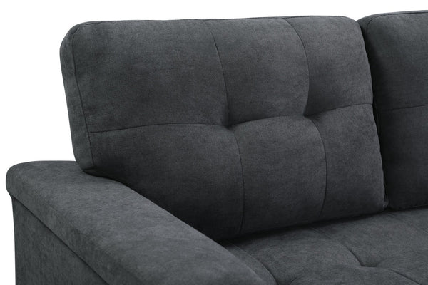 English Elm Lucca Tufted Fabric Sectional Sleeper Sofa with Reversible Chaise and Hidden Storage B061S00052