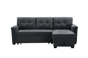 English Elm Lucca Tufted Fabric Sectional Sleeper Sofa with Reversible Chaise and Hidden Storage B061S00052