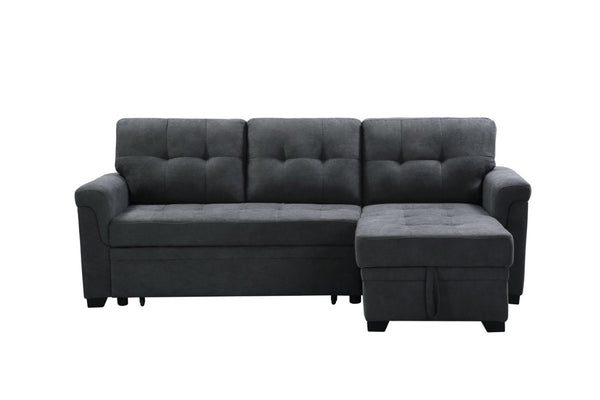 English Elm Lucca Tufted Fabric Sectional Sleeper Sofa with Reversible Chaise and Hidden Storage B061S00052