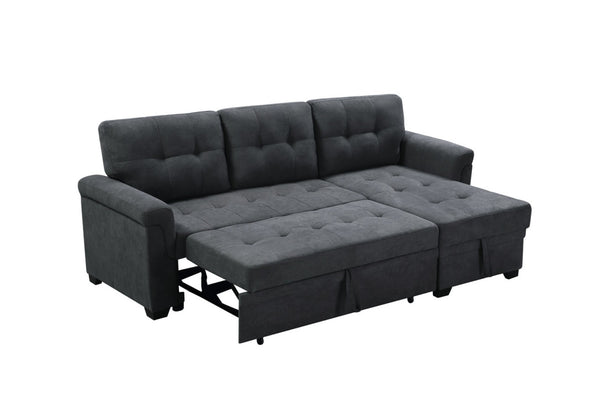 English Elm Connor Tufted Fabric Sectional Sleeper Sofa with Reversible Chaise and Hidden Storage B061S00084