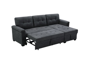 English Elm Lucca Tufted Fabric Sectional Sleeper Sofa with Reversible Chaise and Hidden Storage B061S00052
