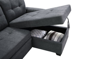 English Elm Lucca Tufted Fabric Sectional Sleeper Sofa with Reversible Chaise and Hidden Storage B061S00052