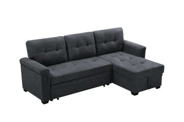 English Elm Lucca Tufted Fabric Sectional Sleeper Sofa with Reversible Chaise and Hidden Storage B061S00052