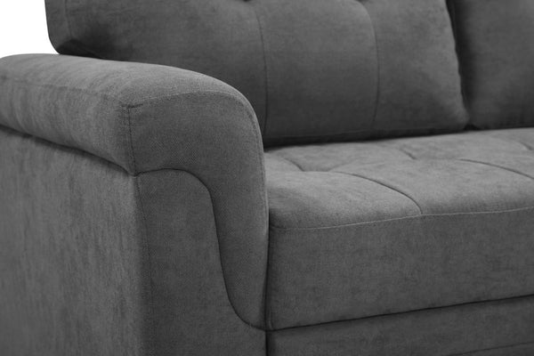 English Elm Lucca Tufted Gray Fabric Sectional Sleeper with Reversible Chaise and Hidden Storage B061S00053