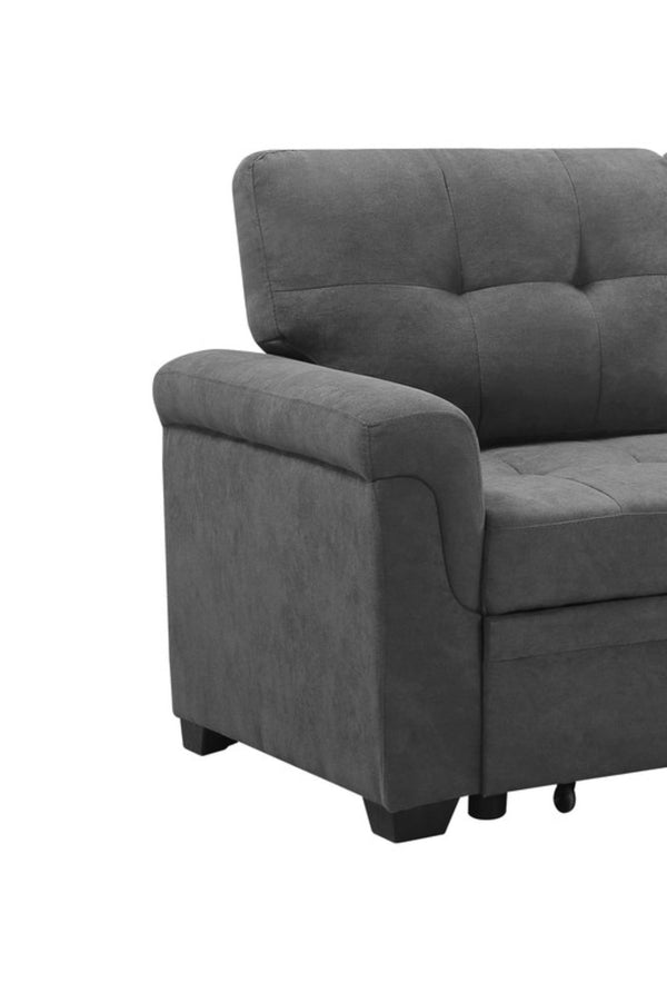 English Elm Lucca Tufted Gray Fabric Sectional Sleeper with Reversible Chaise and Hidden Storage B061S00053