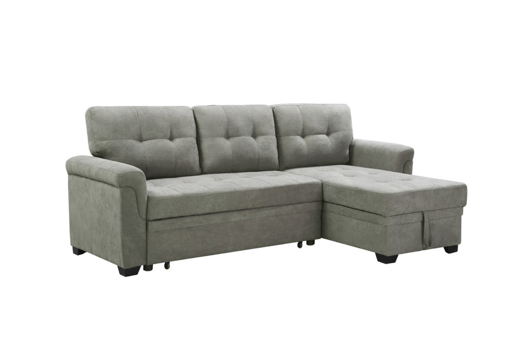 English Elm Lucca Tufted Fabric Sleeper Sectional with Reversible Storage Chaise for Living Rooms B061S00054