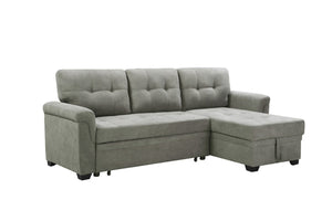 English Elm Lucca Tufted Fabric Sleeper Sectional with Reversible Storage Chaise for Living Rooms B061S00054