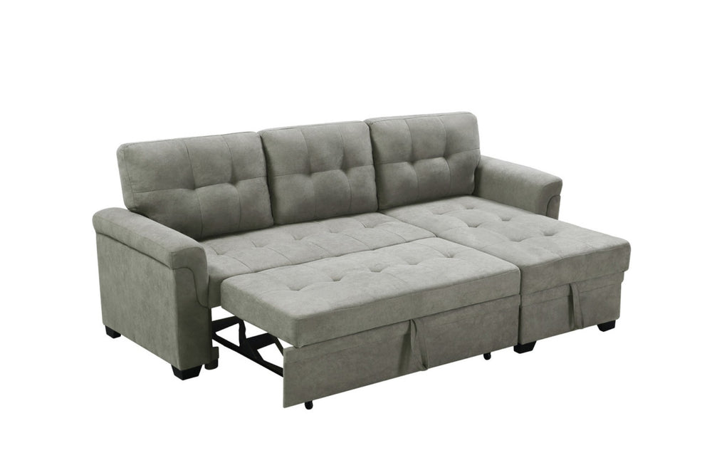 English Elm Lucca Tufted Fabric Sleeper Sectional with Reversible Storage Chaise for Living Rooms B061S00054