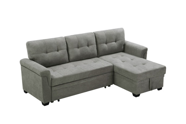 English Elm Lucca Tufted Fabric Sleeper Sectional with Reversible Storage Chaise for Living Rooms B061S00054