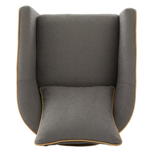 English Elm Swivel Barrel Accent Chair Boucle Upholstered with 360 Base for Living Room Corners Light Grey N763P376127E