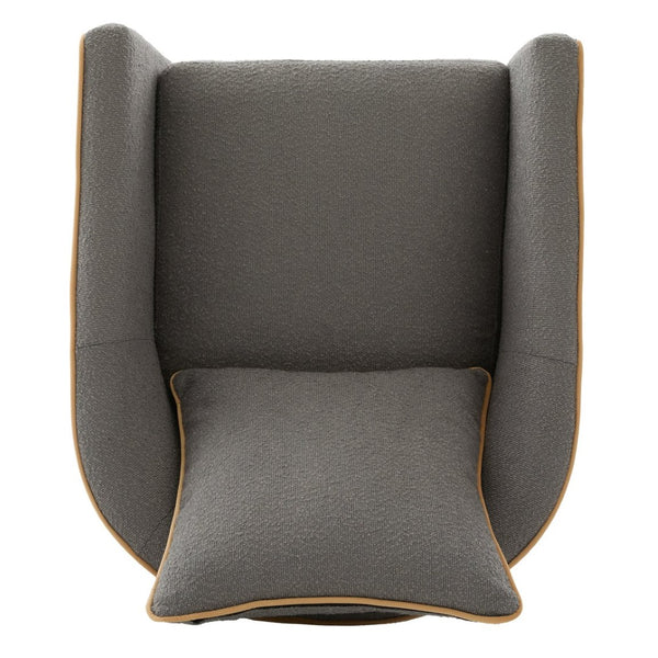 English Elm Swivel Barrel Accent Chair Boucle Upholstered with 360 Base for Living Room Corners Light Grey N763P376127E