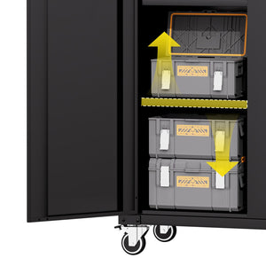 English Elm 71" Rolling Steel Garage Cabinet Lockable Doors Adjustable Shelves Heavy Duty T2398P413023