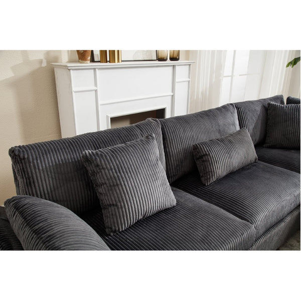English Elm Oversized Modular Sectional Sofa Set - Corduroy Deep Seat Comfort For 5 W2325S00018-GIGA