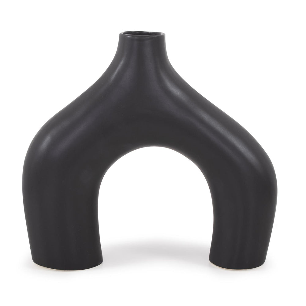 Howard Elliott Beltram Unique Modern Ceramic Vase With Artistic Asymmetry For Contemporary Home Decor Style Black Ceramic 89165-howard-elliott