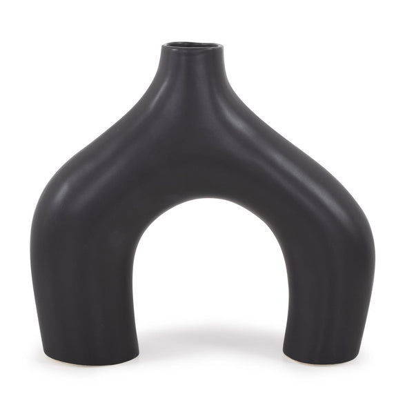 Howard Elliott Beltram Unique Modern Ceramic Vase With Artistic Asymmetry For Contemporary Home Decor Style Black Ceramic 89164-howard-elliott