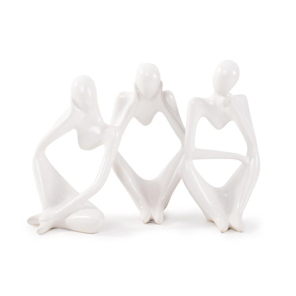 Howard Elliott Contentment Ceramic Sculpture Set Of 3 - Elegant Matte White Art For Home Décor And Harmony White Ceramic 89168-howard-elliott