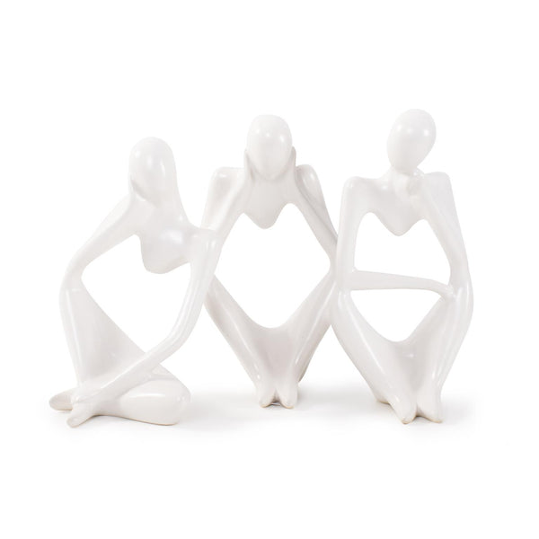 Howard Elliott Contentment Ceramic Sculpture Set Of 3 - Elegant Matte White Art For Home Décor And Harmony White Ceramic 89168-howard-elliott