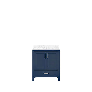 English Elm Navy Single-Sink Bath Vanity 30"W x 22"D with Carrara Marble Top, Solid Wood, Soft-Close Drawer, Storage B2731P258798