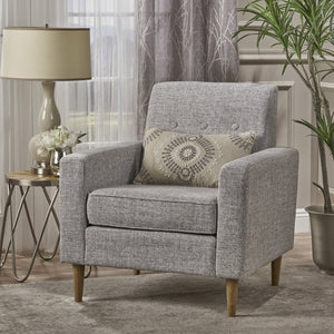 English Elm Christopher Knight Home® - Sawyer Light Grey Mid-Century Modern Fabric Club Chair - 100% Polyester, Rubberwood Legs, Cozy Comfort 61237.00LGTW