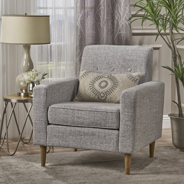 English Elm Christopher Knight Home® - Sawyer Light Grey Mid-Century Modern Fabric Club Chair - 100% Polyester, Rubberwood Legs, Cozy Comfort 61237.00LGTW