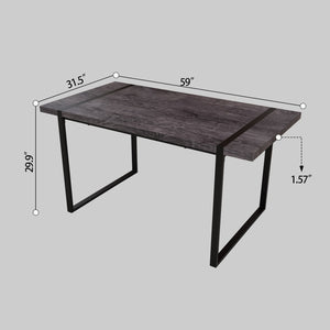 English Elm 59 Inch Industrial Farmhouse Dining Set with Mdf Table and Six Upholstered Chairs Black W2189S00926