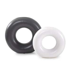 Howard Elliott Ronde Ceramic Vase Set Of 2 - Stunning Matte Black & White Duo For Stylish Home Decor & Design Gray Ceramic 89173-howard-elliott