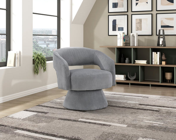 English Elm Modern Corduroy Swivel Accent Chair with Plush Textured Upholstery, 360° Rotation, Minimalist Elegance Dark Gray 27.75 L x 26.5 W x 19.75 H B011P256231