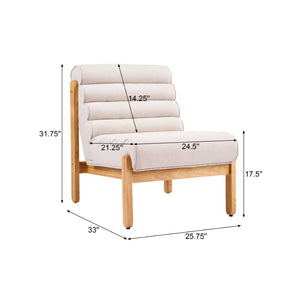 English Elm Fluffy Shearling Accent Chair Plush Tiered Back Solid Wood Frame Cozy Reading Nook Beige+Natural N767P366257E