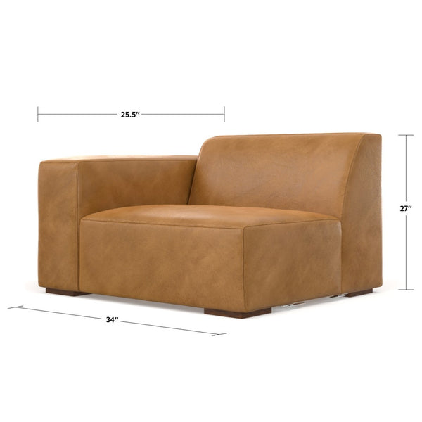 English Elm Rex Left Arm Sofa Module - Modern Leather Accent Chair For Customizable Comfort & Timeless Style B136P199245-GIGA