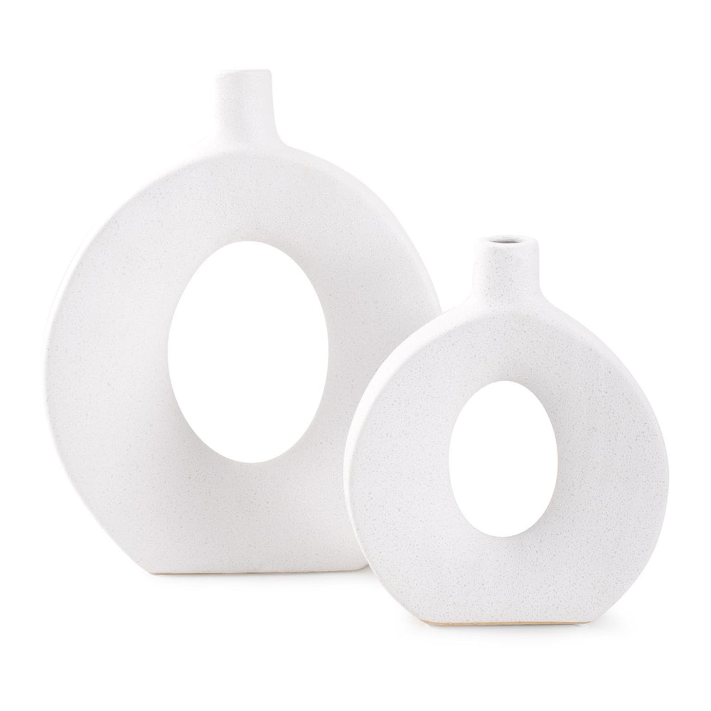 Howard Elliott Aase Textured Ceramic Vase Duo - Natural Stone-inspired Design For Elegant Home Décor White Ceramic 89180-howard-elliott