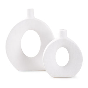 Howard Elliott Aase Textured Ceramic Vase Duo - Natural Stone-inspired Design For Elegant Home Décor White Ceramic 89180-howard-elliott